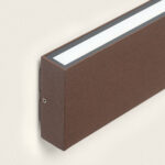 Applique murale rectangulaire aluminium finition rouille, bande LED intégrée, fixation murale discrète