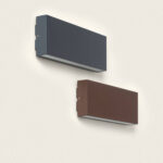 Applique murale LED rectangulaire double face en aluminium, finition anthracite et rouille, éclairage haut et bas extérieur