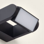 Applique murale LED noire en aluminium, diffuseur rectangulaire blanc, fixation murale compacte