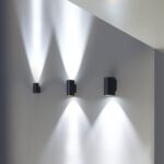 Applique murale double face noire cylindrique en métal, montage mural, éclairage conique vers le haut et le bas