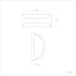 Applique murale LED extérieure demi-lune face rectangulaire évidée profil semi-cylindrique