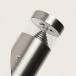 Applique murale LED en acier inoxydable brossé, tête cylindrique avec diffuseur transparent