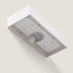 Applique murale extérieure blanche rectangulaire avec détecteur et matrice LED visible