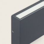 Applique murale extérieure rectangulaire anthracite en aluminium, diffuseur étroit pour éclairage montant et descendant