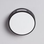 Applique murale ronde LED diffuseur blanc cadre noir montage mural extérieur