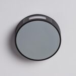 Applique murale ronde grise en aluminium avec diffuseur plat