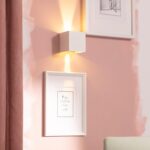 Applique murale blanche en aluminium, forme cubique, éclairage LED double face montant et descendant