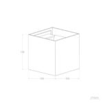 Applique murale carrée 100×100 mm en aluminium, ouverture supérieure, éclairage double face