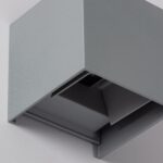Applique murale grise en aluminium, cubique, à double ouverture lumineuse