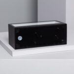 Applique murale rectangulaire noire en aluminium, diffuseur opalin double face, fixation murale