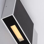 Applique murale rectangulaire noire en aluminium, cadre argenté, LED encastrée rectangulaire à lumière chaude