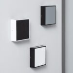 Applique murale extérieure rectangulaire en aluminium, faces contrastées noir et blanc