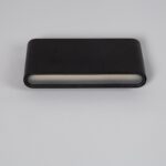 Applique murale noire rectangulaire à bords arrondis, diffuseur central pour éclairage double face