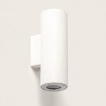 Applique murale cylindrique beige en ciment, fixation murale, éclairage double face