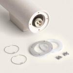 Applique murale beige en ciment cylindrique avec platines et vis de montage