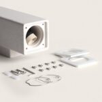 Applique murale LED extérieure en ciment gris, forme carrée double face, boîtier apparent avec kit de montage