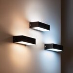 Applique murale LED rectangulaire noire à éclairage double face haut et bas, finition mate