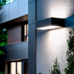 Applique murale LED extérieure noire rectangulaire en métal, éclairage double face haut et bas blanc froid