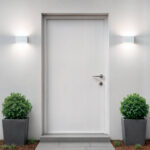 Applique murale LED rectangulaire blanche double face, éclairage haut et bas pour façade extérieure