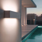 Applique murale extérieure rectangulaire blanche double face, éclairage montant et descendant, finition mate