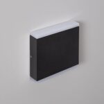 Applique murale noire carrée avec diffuseurs blancs en haut et en bas pour éclairage extérieur