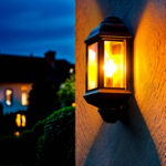 Applique murale extérieure en métal noir, verre transparent, forme lanterne rectangulaire, éclairage LED chaleureux