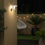 Applique murale LED extérieure inox forme disque éclairage chaud