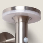 Applique murale inox avec diffuseur rond et détecteur PIR