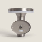 Applique murale inox brossé disque plat avec diffuseur blanc et boîtier de fixation ovale