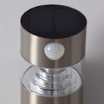 Applique murale LED solaire inox cylindrique avec détecteur PIR et diffuseur transparent