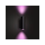 Applique murale noire cylindrique à faisceaux violet haut et bas