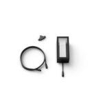 Applique murale LED noire rectangulaire avec câble d'alimentation et support de montage