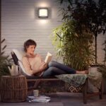 Applique murale LED blanche cylindrique avec cadre sombre, fixation murale extérieure pour éclairage d'ambiance