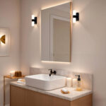 Applique murale LED noire en aluminium avec diffuseur PC, éclairage haut et bas pour salle de bain