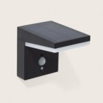 Applique murale solaire noire angulaire avec panneau solaire intégré et détecteur de mouvement LED