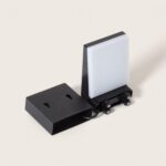 Applique murale LED noire rectangulaire avec diffuseur blanc et support de fixation métallique