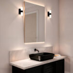 Applique murale noire en aluminium et polycarbonate, forme cylindrique, éclairage d'appoint pour salle de bain