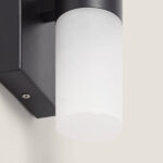 Applique murale cylindrique, diffuseur blanc en PC, support mural noir en aluminium