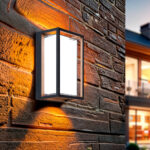 Applique murale extérieure anthracite en aluminium, diffuseur rectangulaire blanc, éclairage haut et bas chaud