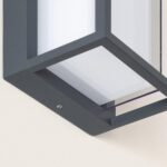 Applique murale extérieure rectangulaire anthracite avec double diffuseur opalin, structure métallique