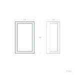 Applique murale rectangulaire LED double diffuseur dessin technique, cotes 145×340×100 mm