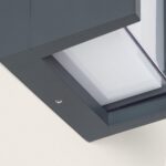Applique murale extérieure anthracite en aluminium avec diffuseur rectangulaire blanc