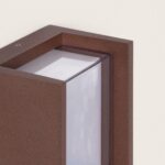 Applique murale extérieure rectangulaire rouille en aluminium, double diffuseur éclairage haut et bas