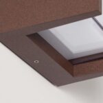 Applique extérieure rectangulaire rouille à double diffuseur, finition texturée