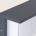 Applique murale extérieure anthracite en aluminium, rectangulaire, double diffuseur opalin