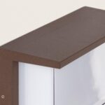 Applique murale extérieure rectangulaire en aluminium finition rouille, diffuseur opalin vertical