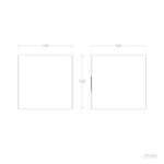 Applique murale carrée extérieure, dessin technique montrant dimensions et profil latéral