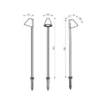 Balise extérieure LED 60 cm sur piquet avec tête inclinée et pied pour fixation au sol