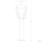 Balise sur pied 50 cm en aluminium, lanterne carrée à base plate pour extérieur