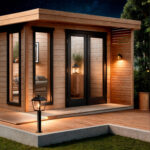 Balise sur pied noire en métal, tête lanterne à panneaux transparents, fixation au sol